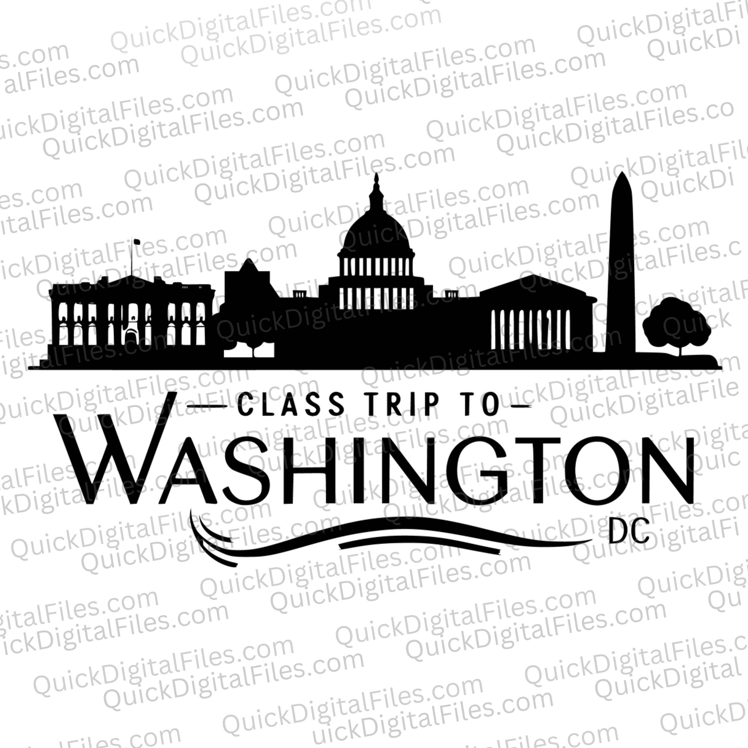 Dc Svg Class Trip to Washington DC: Skyline Graphic Art SVG PNG JPEG Download ...