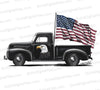 Vintage Black Truck with American Flag and Eagle