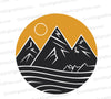 Black Mountain Range with Moon Logo Graphic svg png