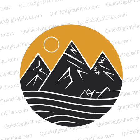 Black Mountain Range with Moon Logo Graphic svg png