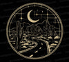 "Vintage Desert Night Landscape with Celestial Map Emblem SVG, PNG, JPEG"