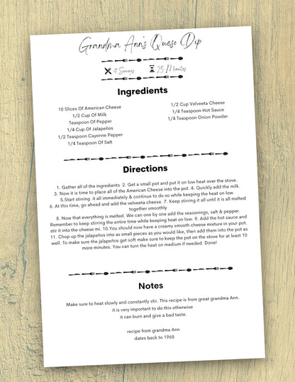 Customizable cooking recipe card online template