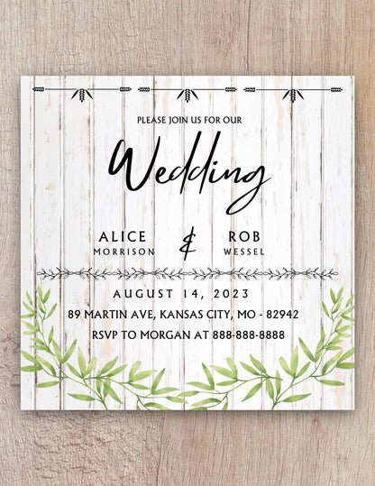 "White Rustic Wedding Invitation Template Download"