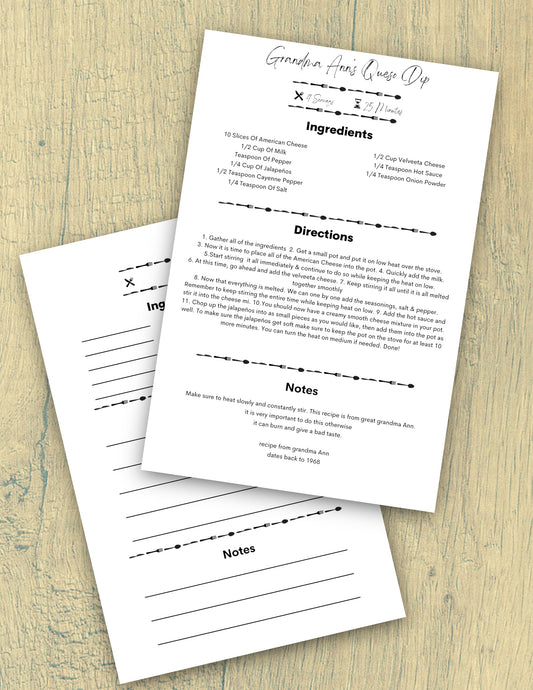 Modern editable recipe card template download