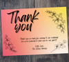 "Editable Tropical Thank You Card Template with Orange and Yellow Sunset"