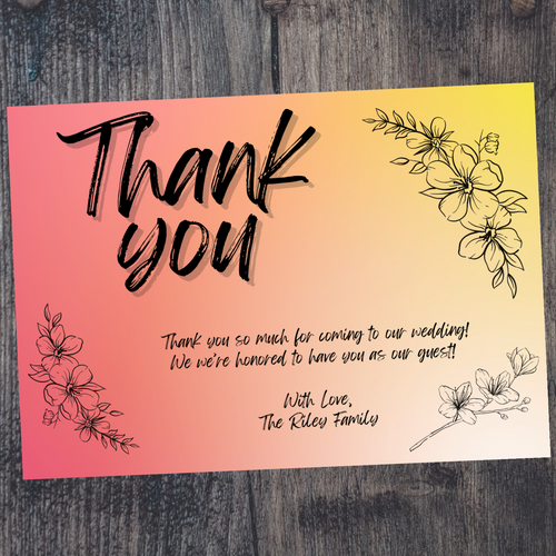 Tropical Thank You Card with Flowers Template