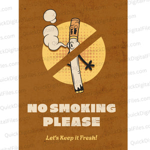 No Smoking Sign Printable | Retro "Keep It Fresh" Graphic Download

