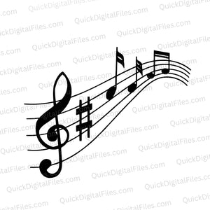 Music Note SVG with Treble Clef and Notes
