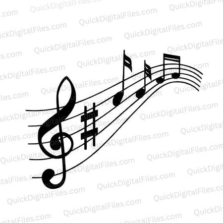 Music Note SVG with Treble Clef and Notes
