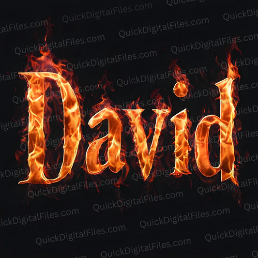 3D fire text effect "David" PNG
