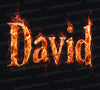 3D fire text effect "David" PNG
