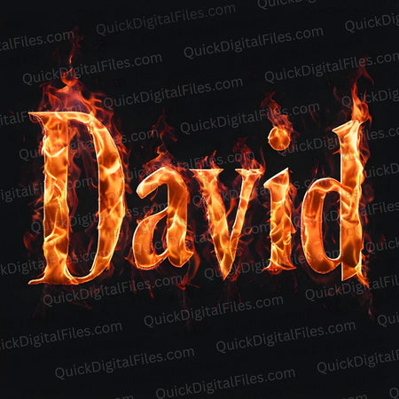 3D fire text effect "David" PNG
