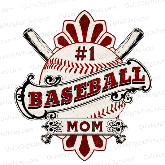 Baseball Mom SVG – Bold Emblem Design for Shirts and Crafts