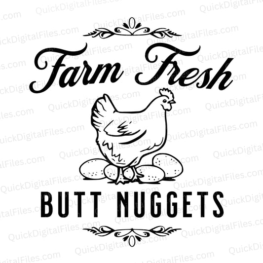 Chicken Butt Nuggets SVG – Funny Farm Fresh Eggs Coop Sign