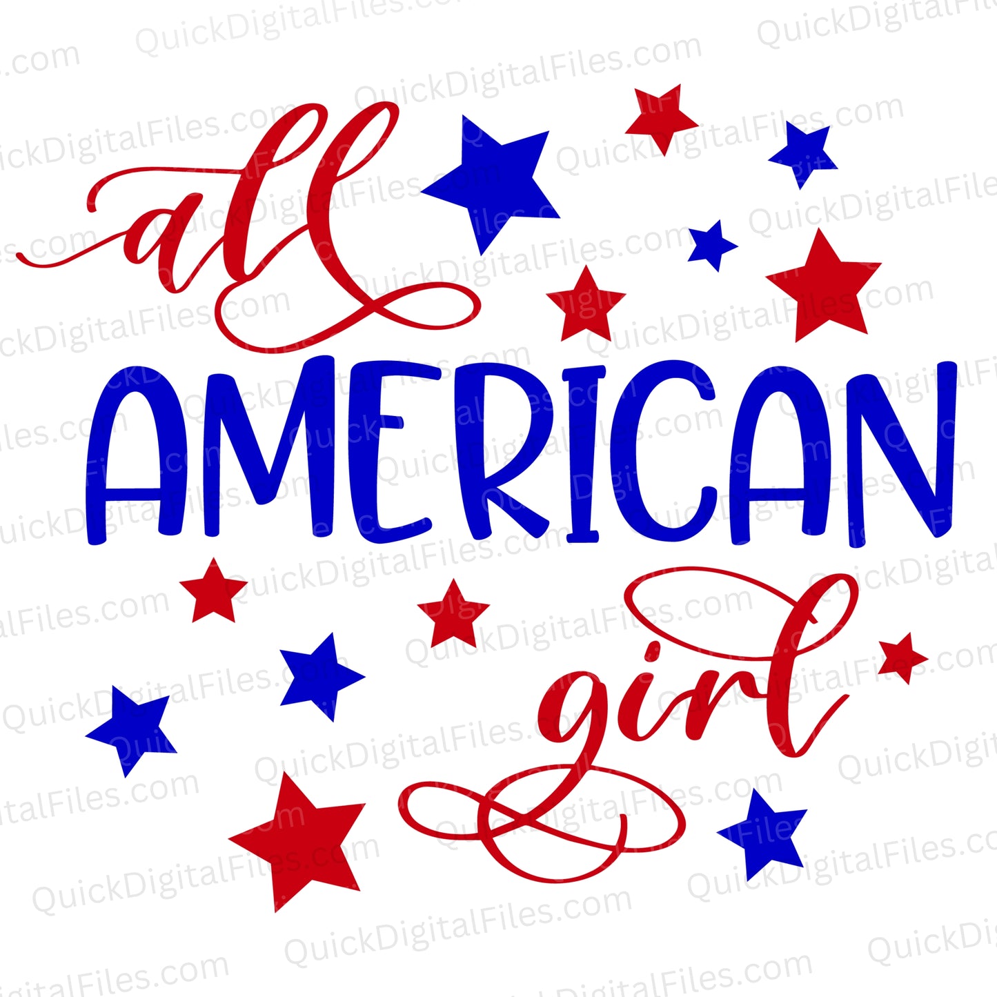 All American Girl SVG – Patriotic Red White Blue Design