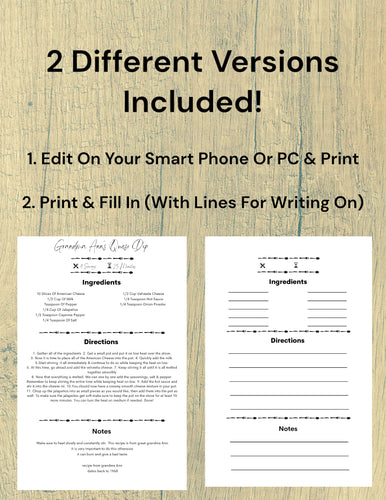 Recipe Card Template