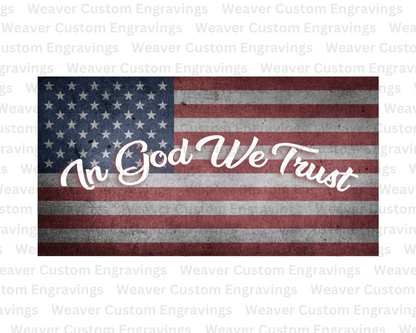 "In God We Trust" rustic American flag digital design