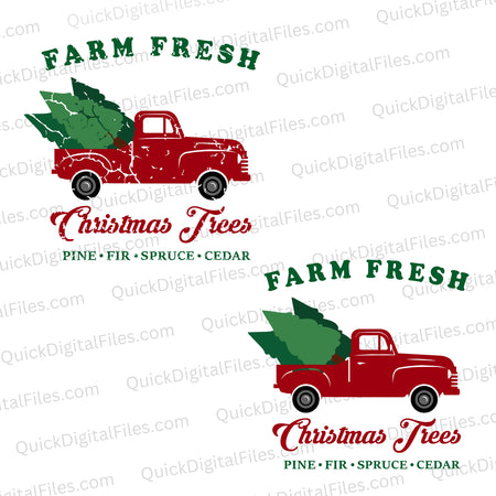 Farm fresh Christmas trees design bundle in SVG format.
