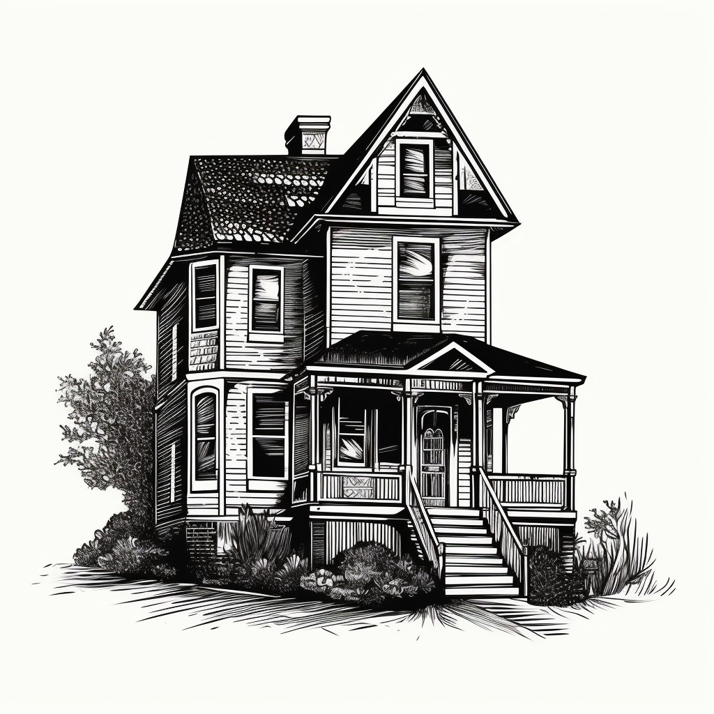 contemporary home outline in black and white