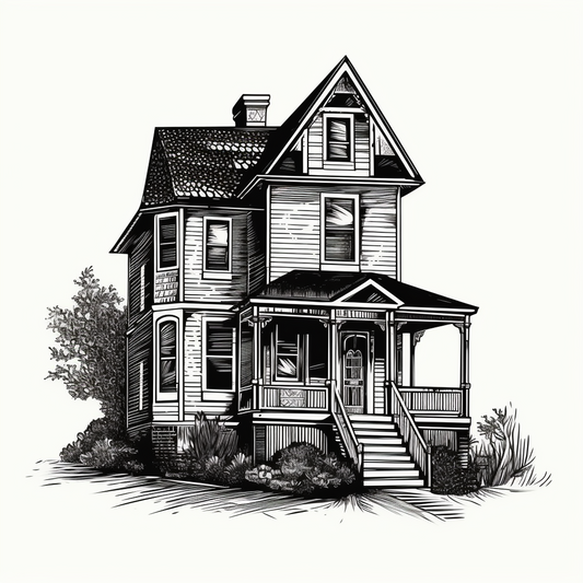 contemporary home outline in black and white