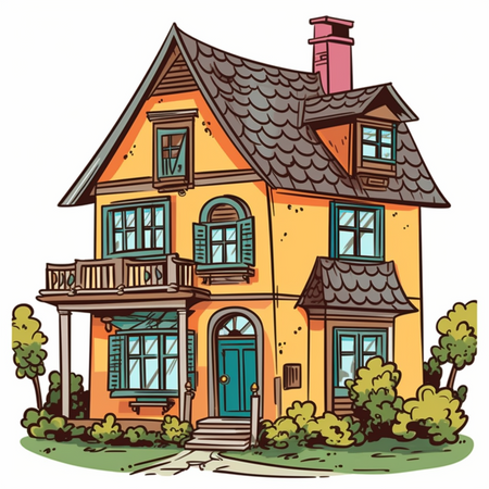 vibrant house clipart for creative projects