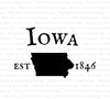 Iowa silhouette with established 1846 year digital download