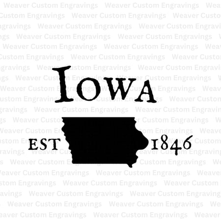 Iowa silhouette with established 1846 year digital download