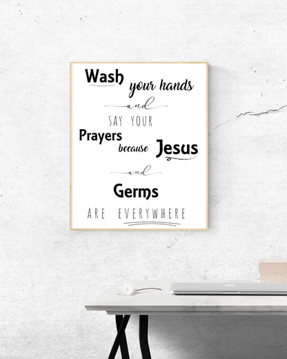 Versatile "Jesus and Germs" design for personalizing home decor.