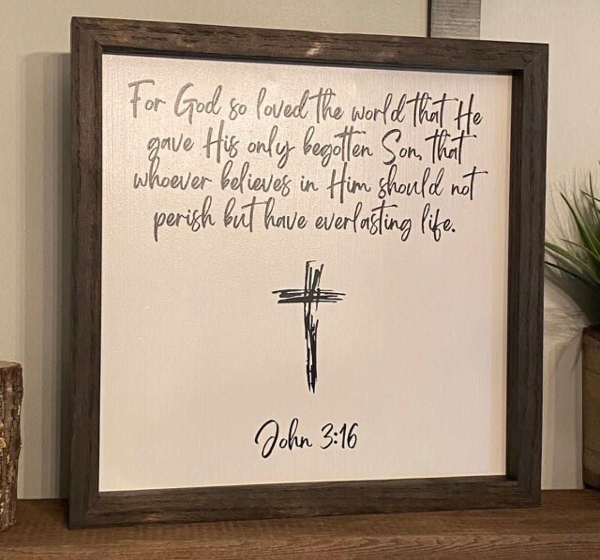 John 3:16 scripture with cross digital art for Christian projects.