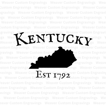 Kentucky state silhouette with 1792 establishment date digital art.
