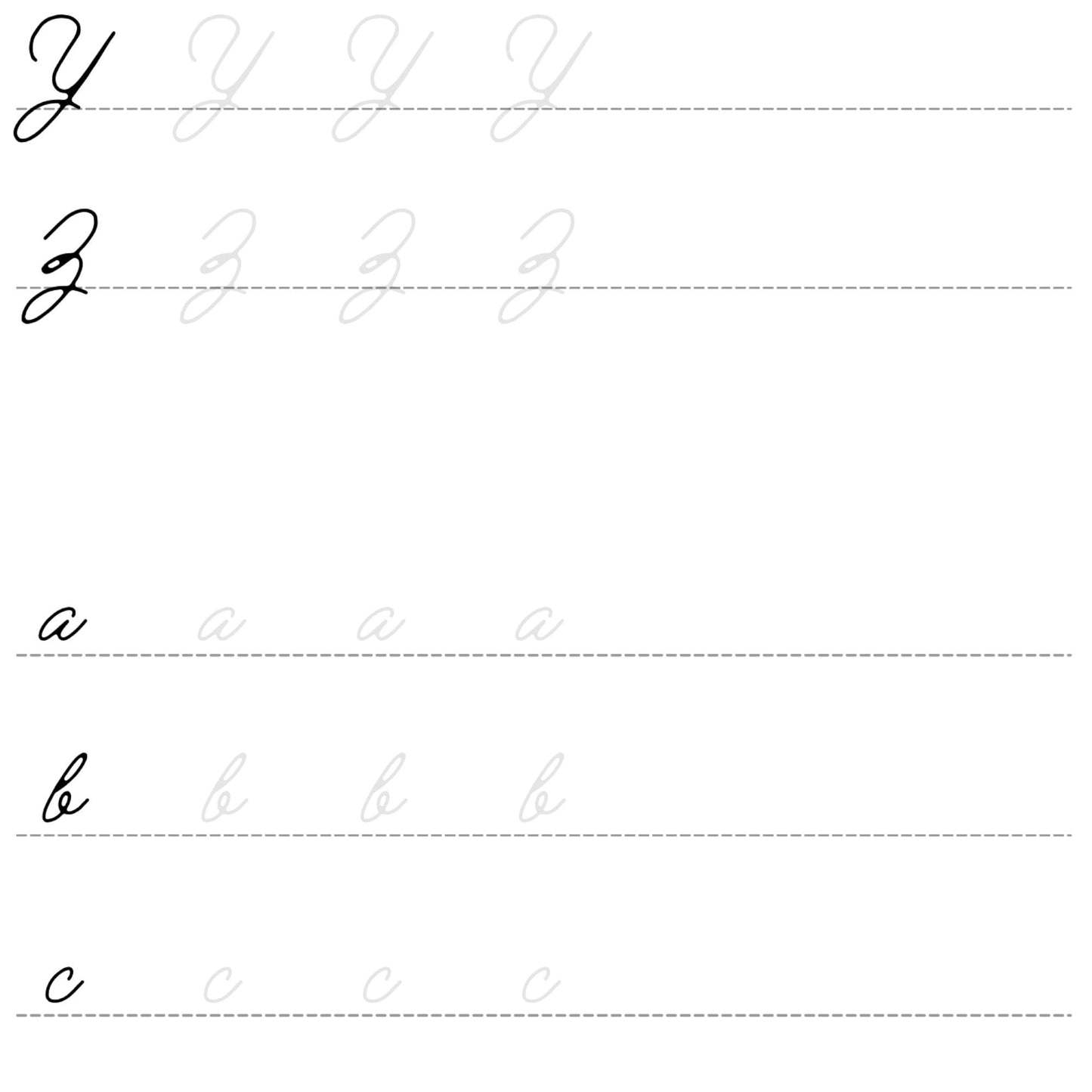Learn the elegance of cursive handwriting with fun practice sheets