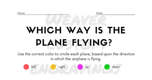 Printable directions activity for kids featuring fun plane illustrations to color and identify