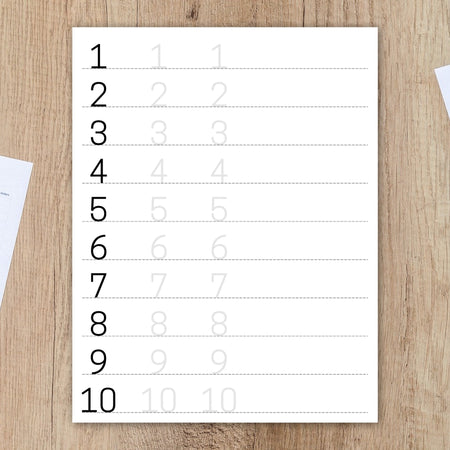 Digital download of number writing worksheets to master numbers 1-100.