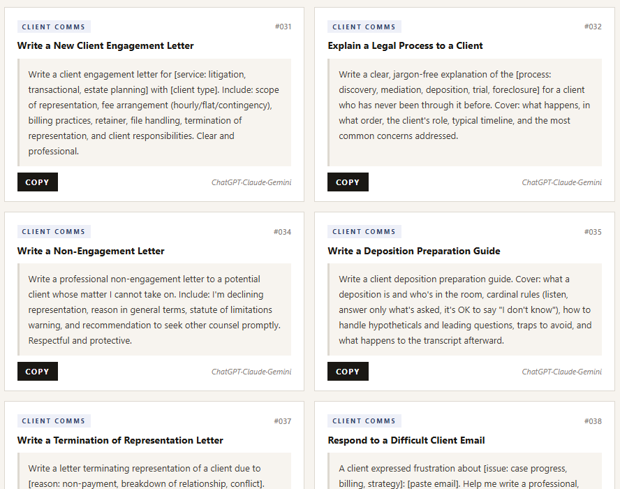 legal writing AI prompt collection