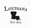 "Louisiana state silhouette with 1812 establishment date SVG and PNG."