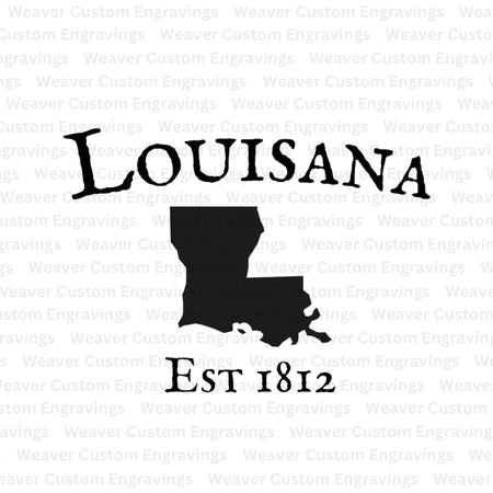 "Louisiana state silhouette with 1812 establishment date SVG and PNG."