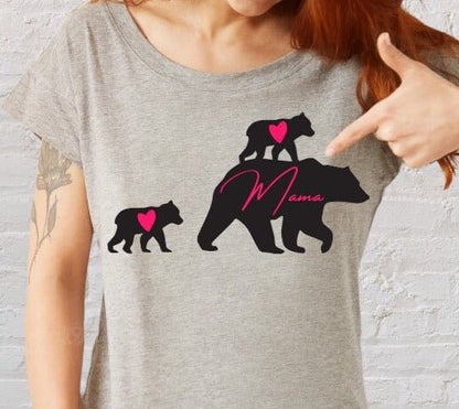 "Heartwarming motherhood SVG art with Mama Bear and baby bears."