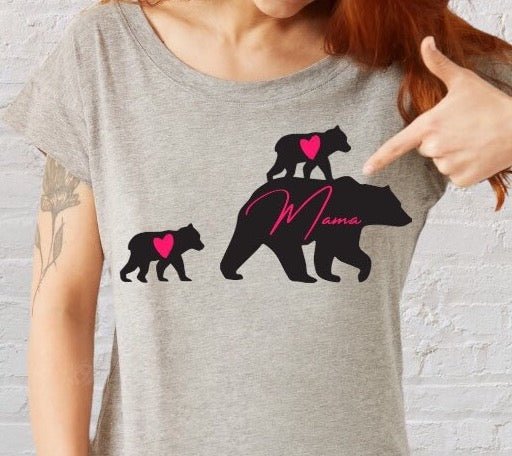 "Heartwarming motherhood SVG art with Mama Bear and baby bears."