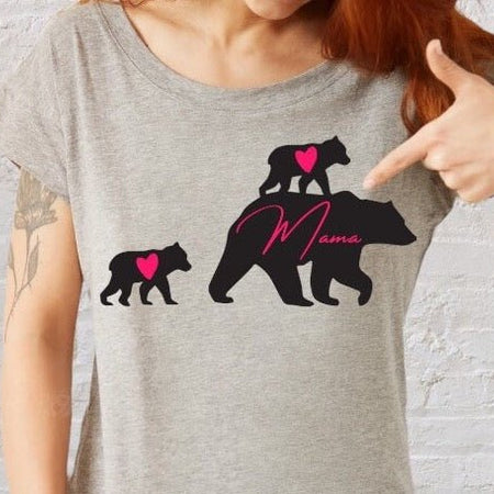 "Heartwarming motherhood SVG art with Mama Bear and baby bears."