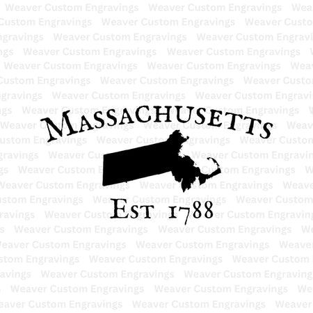 Massachusetts Silhouette Established Date 1788: SVG PNG