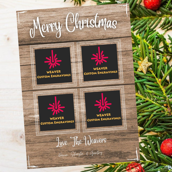 Personalized wood background holiday card