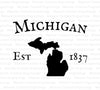 "Michigan state outline with 1837 established date SVG and PNG."