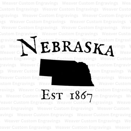 "Nebraska silhouette SVG/PNG with 1867 establishment date"