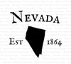 Nevada state silhouette with "Established in 1864" SVG design