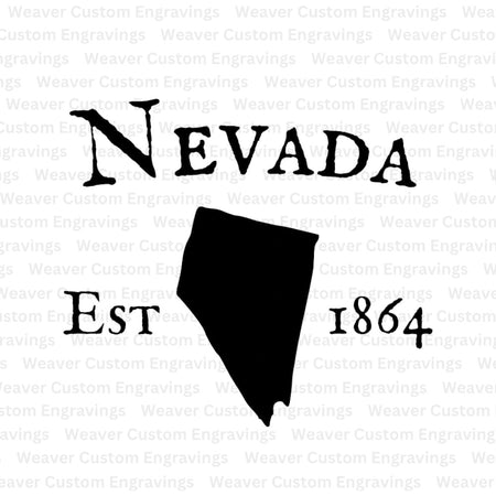 Nevada state silhouette with "Established in 1864" SVG design