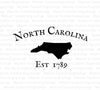 North Carolina state outline "Established in 1789" SVG/PNG design