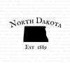 North Dakota state outline "Established in 1889" SVG/PNG design