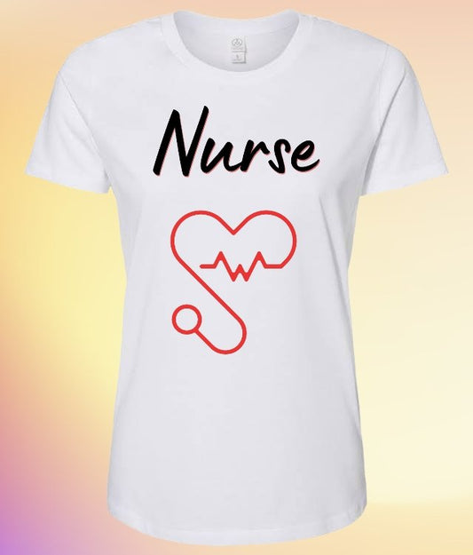 Elegant "Nurse" typography with heart-shaped stethoscope digital art.
