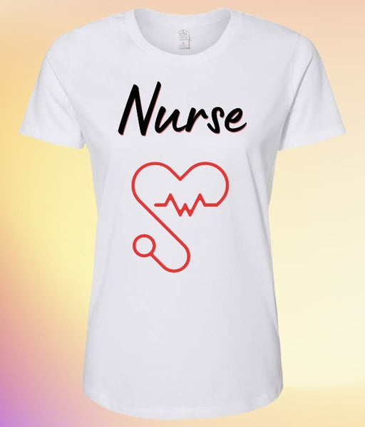 Elegant "Nurse" typography with heart-shaped stethoscope digital art.