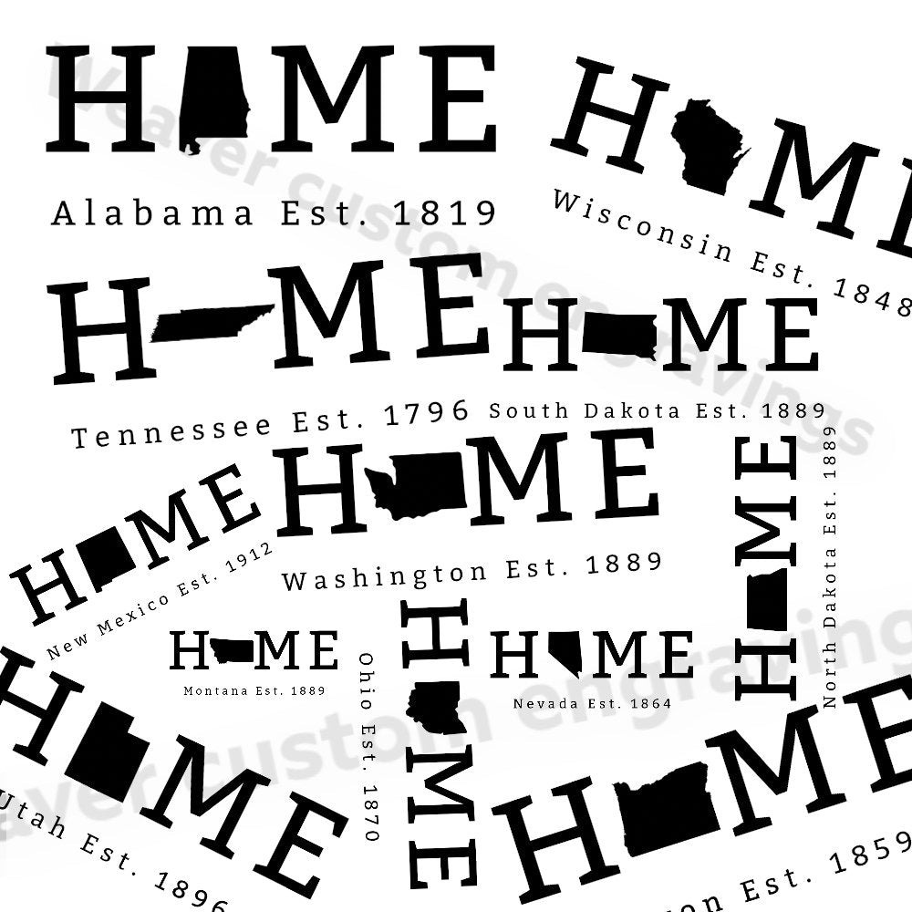 Home State digital file pack for all 50 U.S. states in PNG, PDF, & SVG
